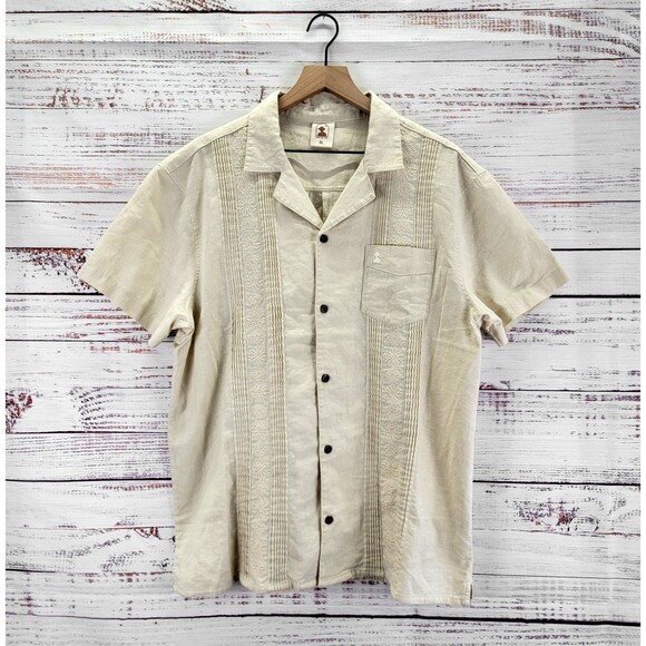 Dandy Del Mar Brisa Shirt Men's Sz XL Beige Casual Button Down Linen Blend EUC! - Picture 1 of 9